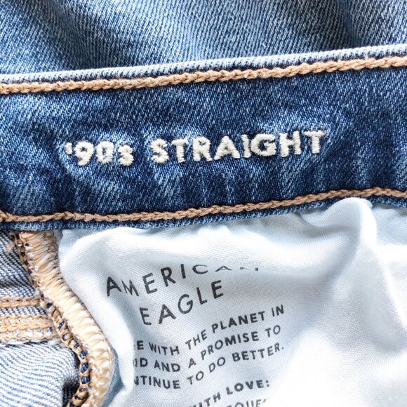 AMERICAN EAGLE Stretch 90s Straight Leg Jeans Womens 2 X-Long - Picture 6 of 11